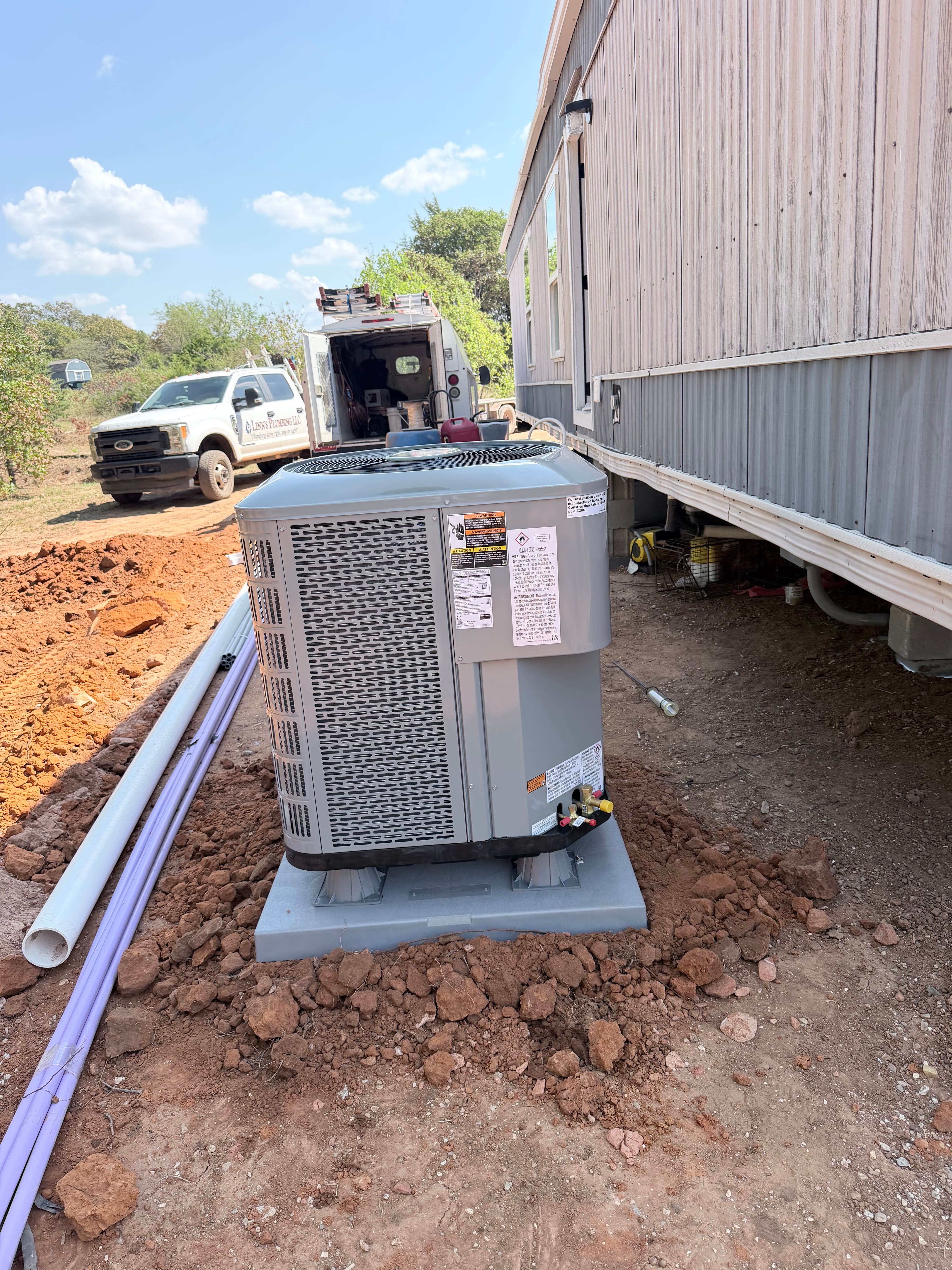 New system up and running at manufactured home — complete install